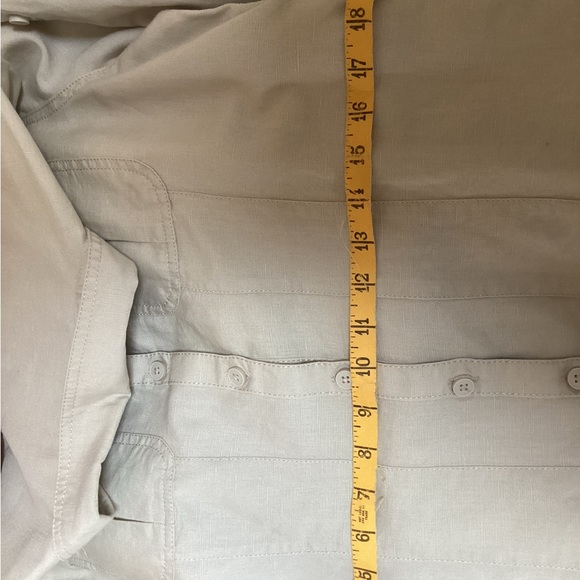 NWOT LL Bean tan linen cotton belted shirt dress MED REG 3/4 sleeve Never Worn - Picture 9 of 14